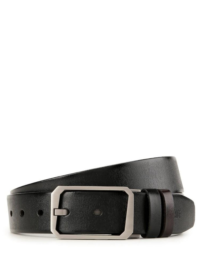 Reversible Tilted Framed Pin Buckle Top Grain Leather Belt - Silver Belts - Urban State Indonesia
