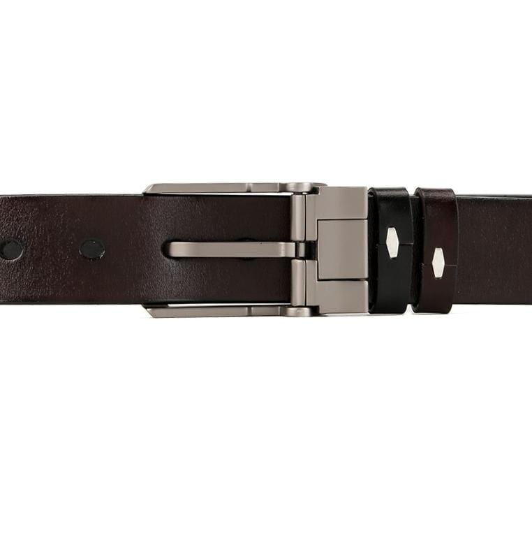 Reversible Tilted Framed Pin Buckle Top Grain Leather Belt - Silver Belts - Urban State Indonesia
