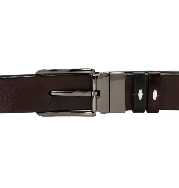 Reversible List Edge Pin Buckle Top Grain Leather Belt - Silver Belts - Urban State Indonesia
