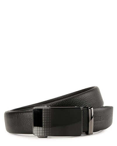 Patterned Plate Buckle Full Grain Leather Belt - Black Belts - Urban State Indonesia