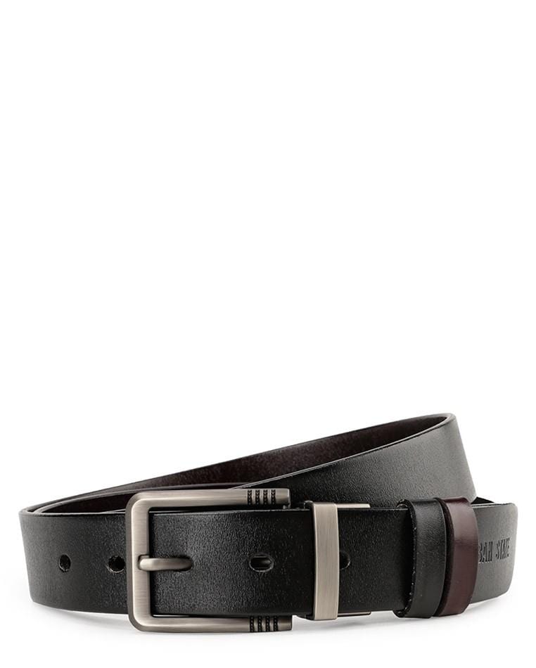 Reversible Striped Edge Pin Buckle Top Grain Leather Belt - Silver Belts - Urban State Indonesia