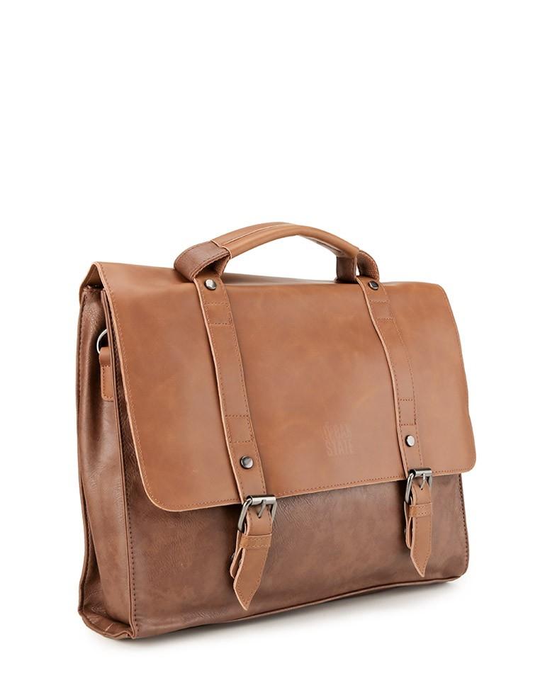 Distressed Leather Compact Office Bag - Camel Messenger Bags - Urban State Indonesia
