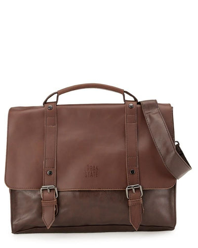 Distressed Leather Compact Office Bag - Dark Brown Messenger Bags - Urban State Indonesia