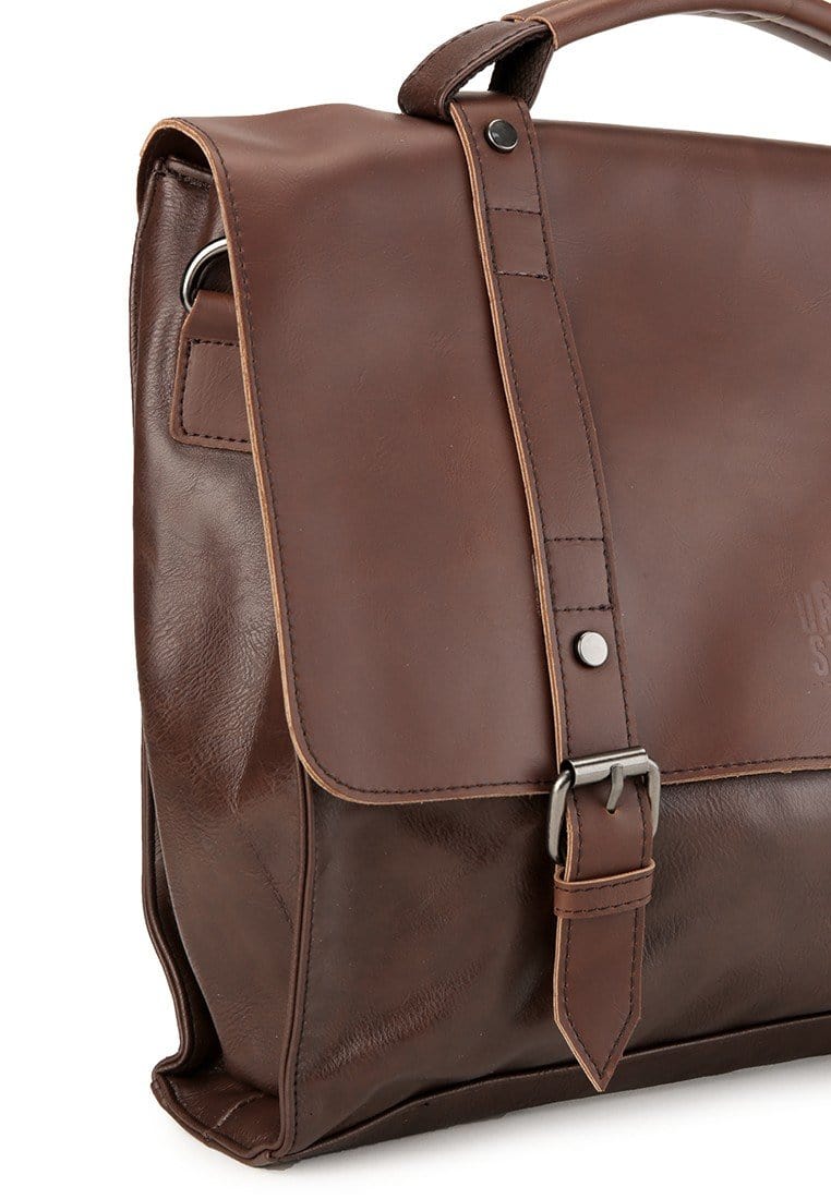 Distressed Leather Compact Office Bag - Dark Brown Messenger Bags - Urban State Indonesia
