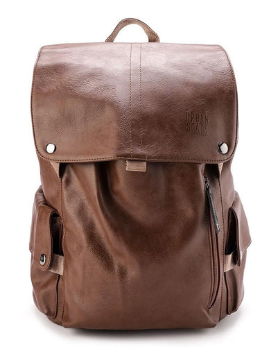 Pu Pocket Flap Large Backpack - Camel