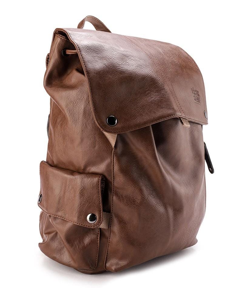 Pu Pocket Flap Large Backpack - Camel