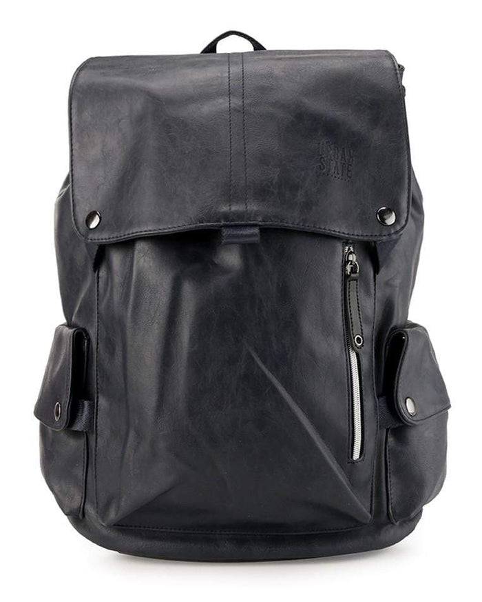 Pu Pocket Flap Large Backpack - Navy Backpacks - Urban State Indonesia