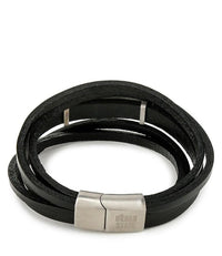 Multi-Layer Cross Plate Leather Bracelet - Black Bracelets - Urban State Indonesia