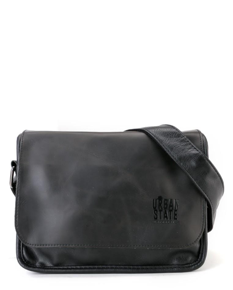 Distressed Leather Flap Shoulder Bag - Black Messenger Bags - Urban State Indonesia