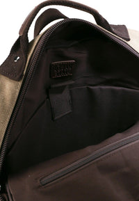 Canvas PU Laptop Backpack - Khaki