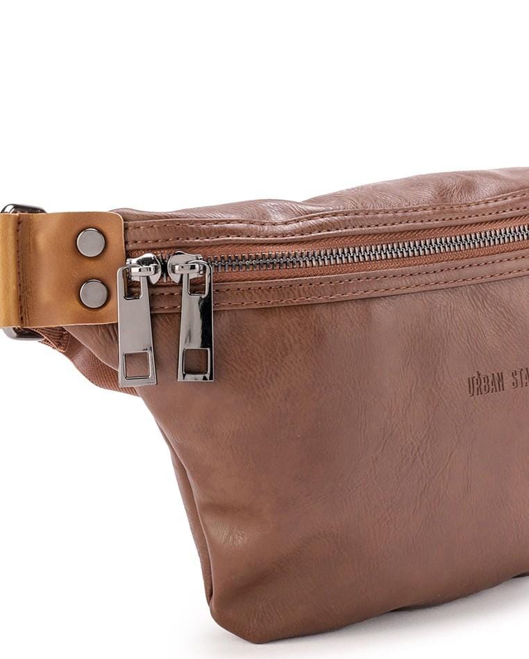 Distressed Leather Small Bumbag - Camel