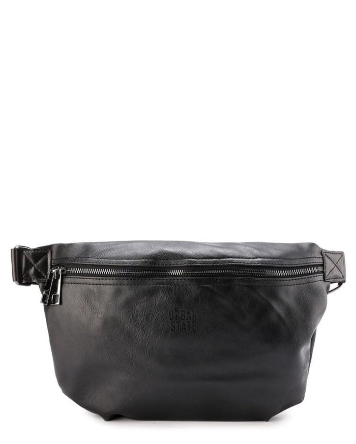Distressed Leather Medium Bumbag - Black