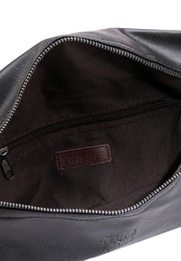 Distressed Leather Medium Bumbag - Black