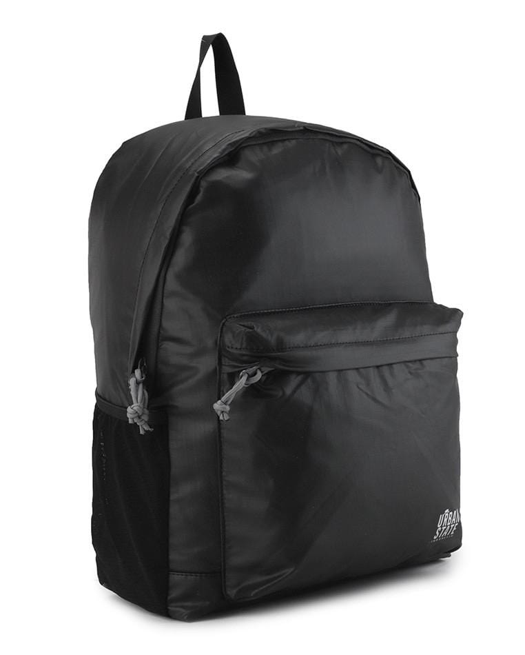 Poly Nylon Zipper Backpack - Black