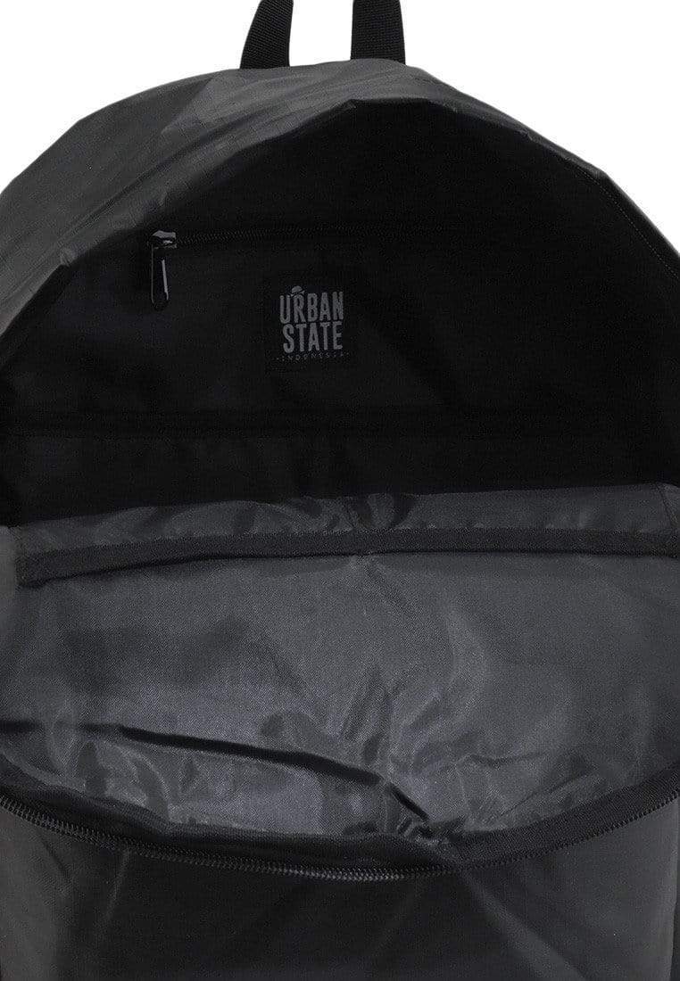 Poly Nylon Zipper Backpack - Black