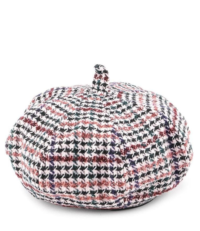Houndstooth Beret - Pink