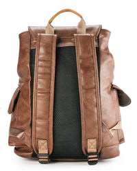 Distressed Leather Carryall Backpack - Camel