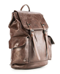 Distressed Leather Carryall Backpack - Dark Brown