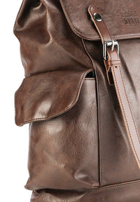 Distressed Leather Carryall Backpack - Dark Brown