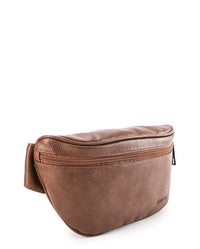 Distressed Leather Carryall Bumbag - Camel