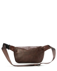 Distressed Leather Saddle Bumbag - Dark Brown