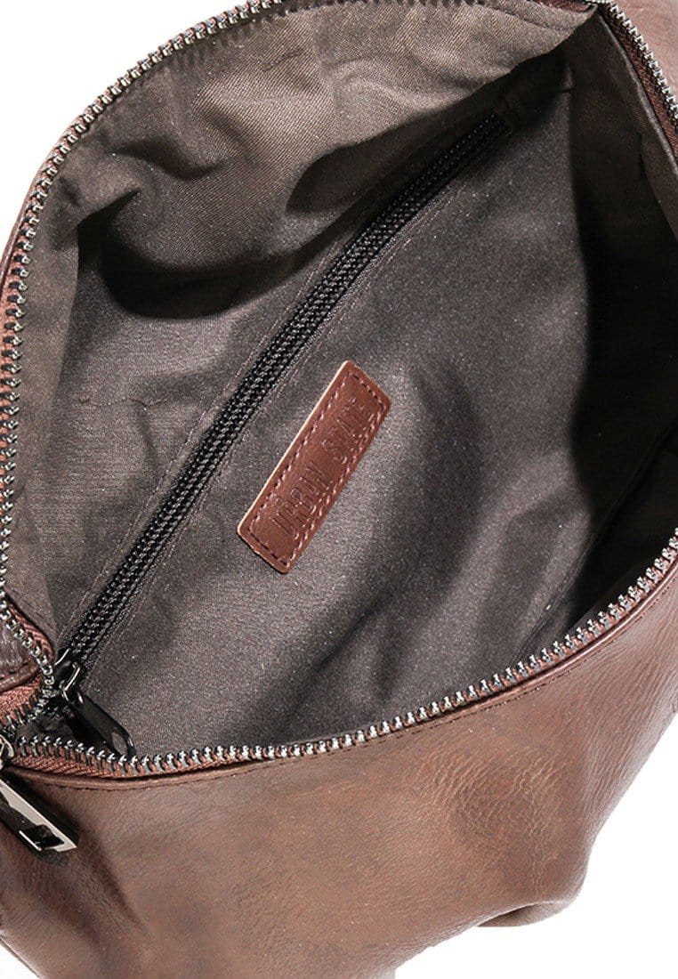 Distressed Leather Saddle Bumbag - Dark Brown