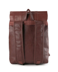 Distressed Leather Carryall Slim Backpack - Dark Brown