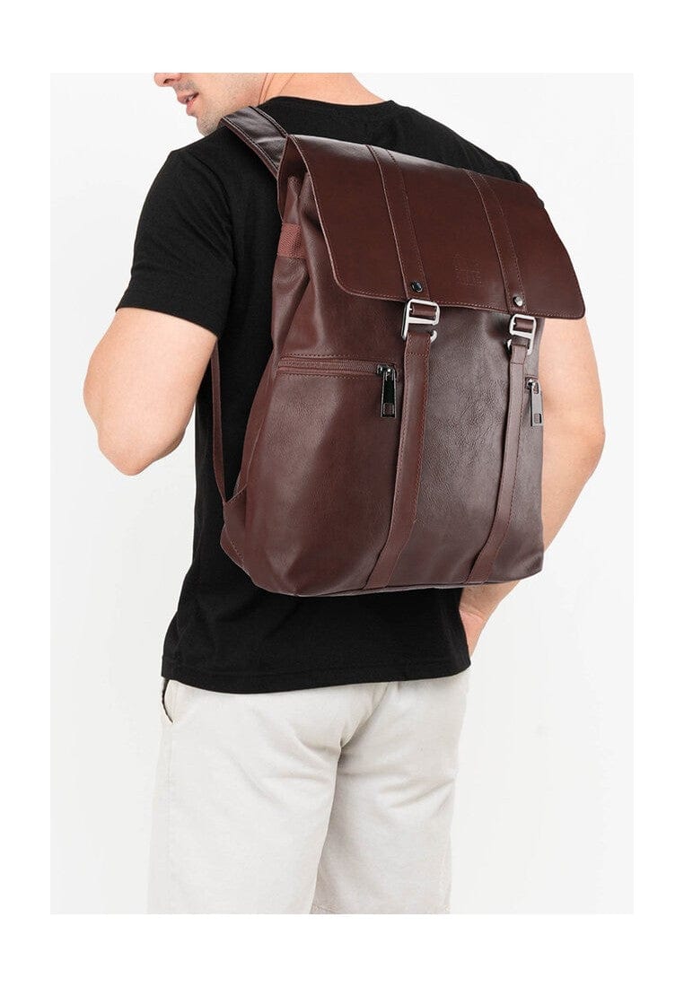 Distressed Leather Carryall Slim Backpack Dark Brown – Urban