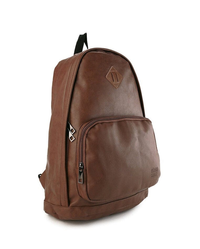 Distressed Leather Commuter Backpack - Camel