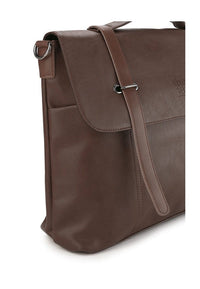 Distressed Leather Commuter Messenger Bag - Dark Brown