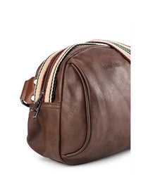 Distressed Leather Pouch Trim Crossbody Bag - Dark Brown