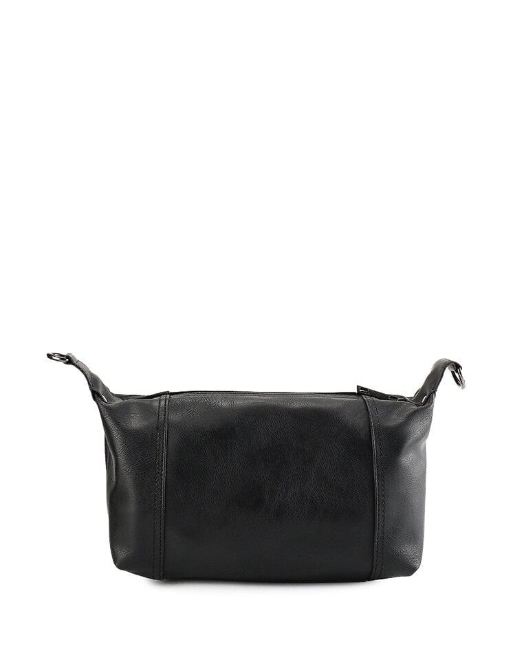 Distressed Leather Town Crossbody Bag - Black