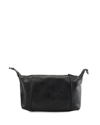 Distressed Leather Town Crossbody Bag - Black