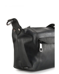 Distressed Leather Town Crossbody Bag - Black