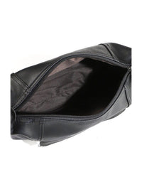 Distressed Leather Town Crossbody Bag - Black