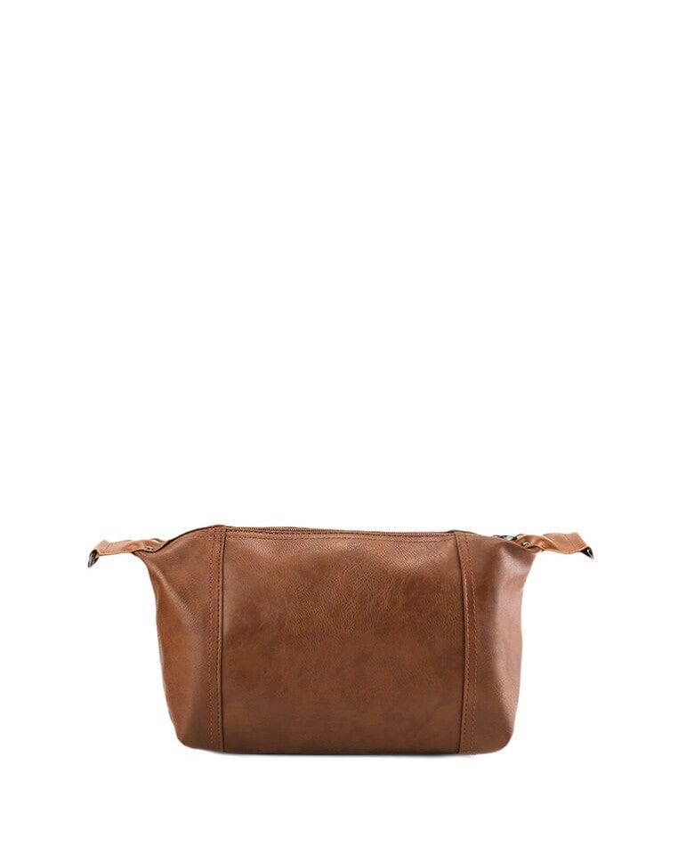 Distressed Leather Town Crossbody Bag - Camel
