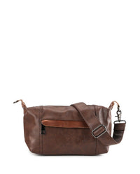 Distressed Leather Town Crossbody Bag - Dark Brown