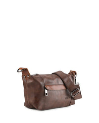 Distressed Leather Town Crossbody Bag - Dark Brown