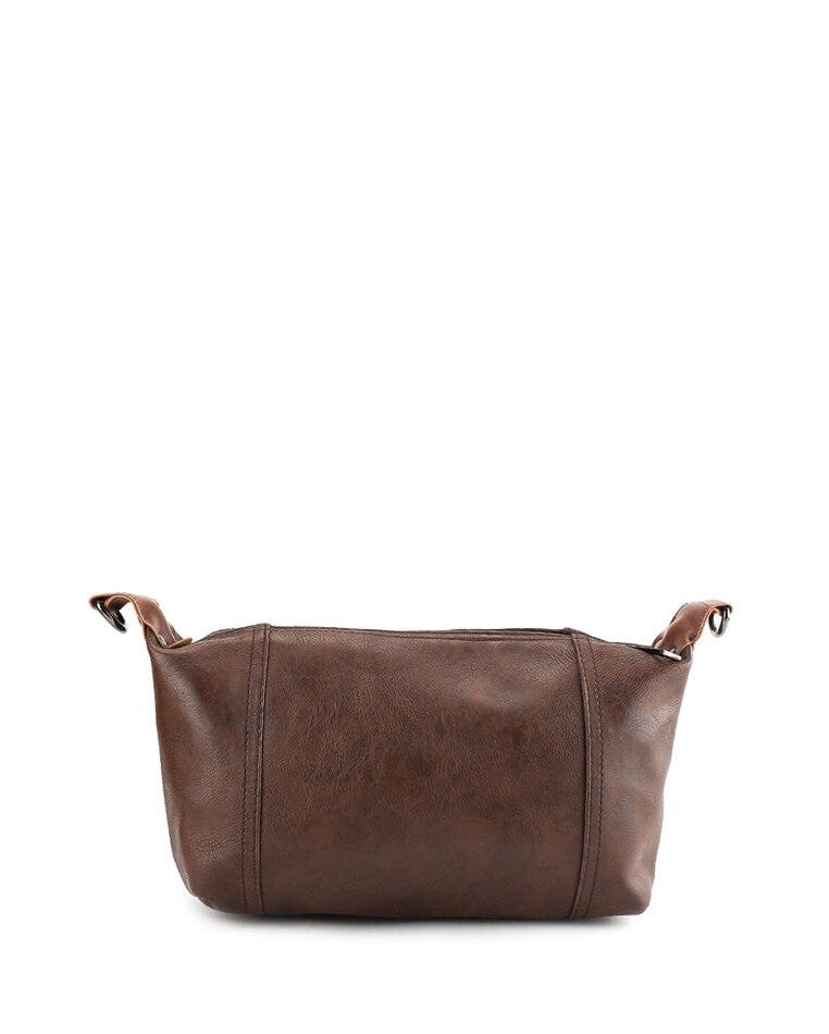 Distressed Leather Town Crossbody Bag - Dark Brown
