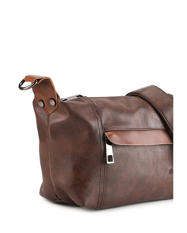 Distressed Leather Town Crossbody Bag - Dark Brown