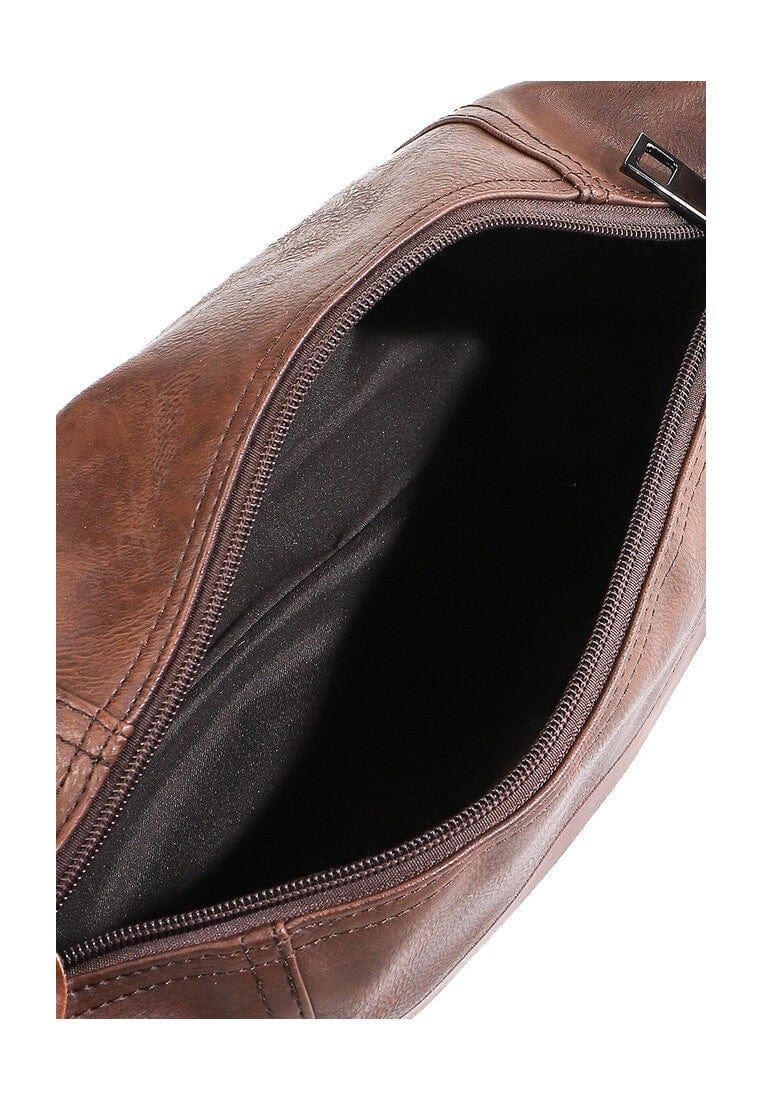 Distressed Leather Town Crossbody Bag - Dark Brown
