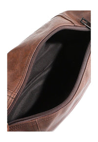Distressed Leather Town Crossbody Bag - Dark Brown