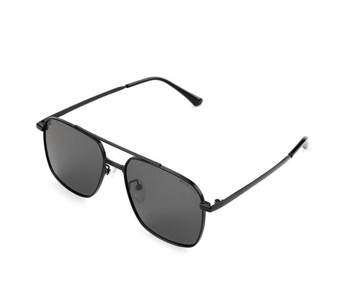 Polarized Metal Windy Aviator Sunglasses - Black Black