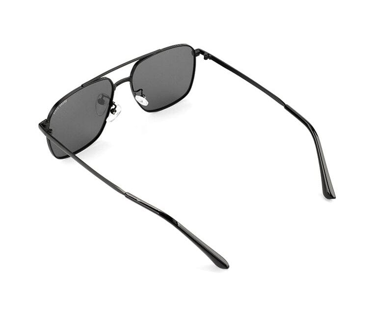 Polarized Metal Windy Aviator Sunglasses - Black Black