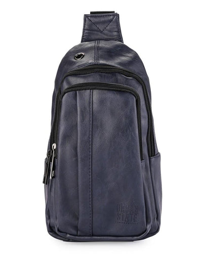 Distressed Leather Pocket Slingbag - Navy Slingbags - Urban State Indonesia