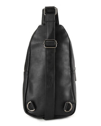 Distressed Leather Buckled Slingbag - Black