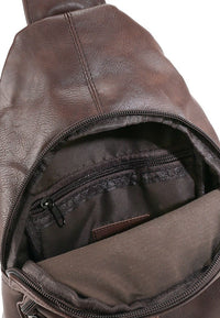 Distressed Leather Nomad Slingbag - Dark Brown