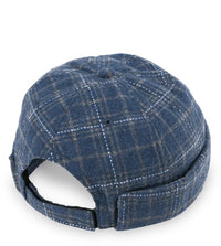 Plaid Brimless Baseball Cap - Navy