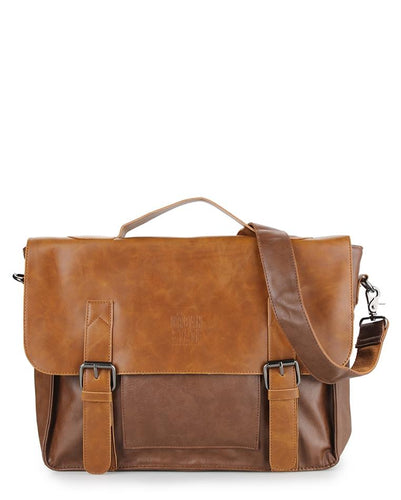 Distressed Leather Office Bag - Camel Messenger Bags - Urban State Indonesia