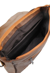 Distressed Leather Office Bag - Camel Messenger Bags - Urban State Indonesia